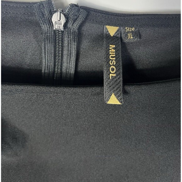 Miusol Dress XL Black Sleeveless Sheath Ruched Side Scoop Neck Midi Stretch - Picture 4 of 8